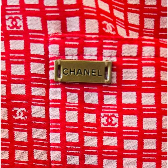 Chanel Red Coral Checkered Jacket Blazer Flower Lining FR 38 US 6 01S - Picture 3 of 13